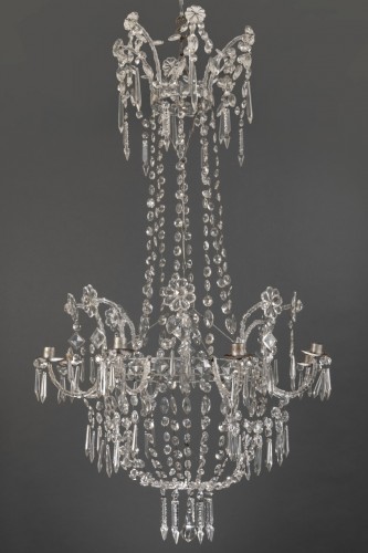 Lustre à cristaux italien XIXe siècle - Luminaires Style 
