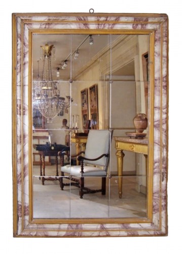Large Painted  Wooden Mirror, Italy 17th