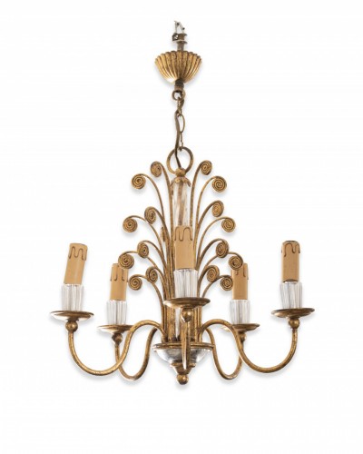 Lustre en métal doré 1960