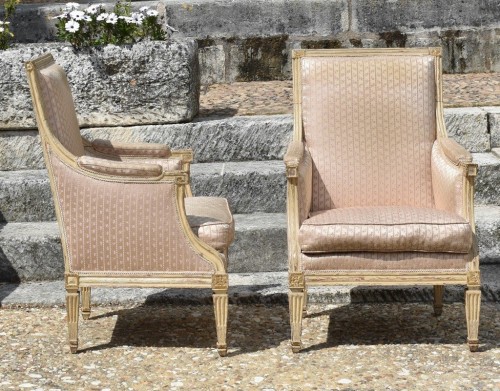 Paire de bergères d&#039;époque Louis XVI stamped Nadal - Seating Style Louis XVI