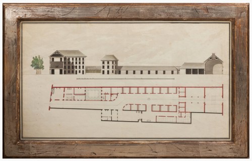 Projet d'écurie, dessin d'architecture du18e siècle