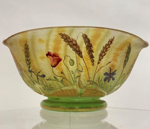 DAUM  - bowl wheat and poppies circa 1910 - Glass & Crystal Style 