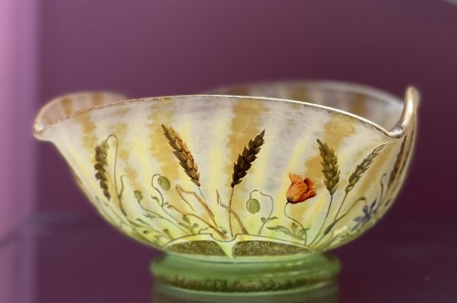 Glass & Crystal  - DAUM  - bowl wheat and poppies circa 1910