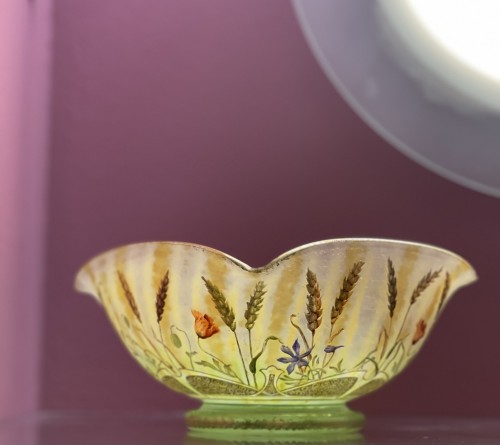 Antiquités - DAUM  - bowl wheat and poppies circa 1910