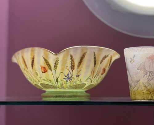 Antiquités - DAUM  - bowl wheat and poppies circa 1910