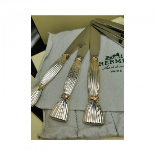 Antique Silver  - Hermès Paris - &quot;Moisson&quot; Silver Plated Cutlery Set