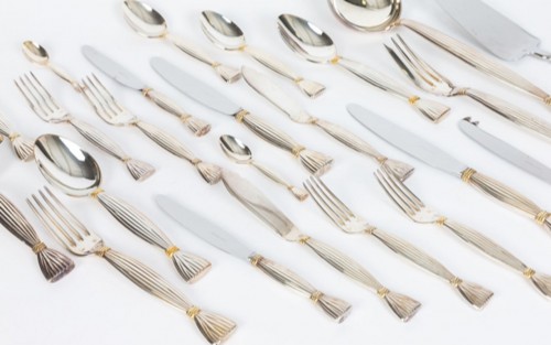 Antiquités - Hermès Paris - &quot;Moisson&quot; Silver Plated Cutlery Set