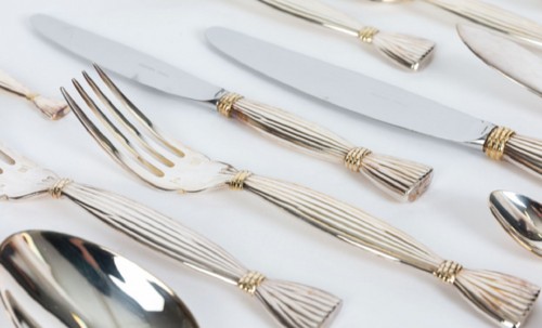 Antiquités - Hermès Paris - &quot;Moisson&quot; Silver Plated Cutlery Set
