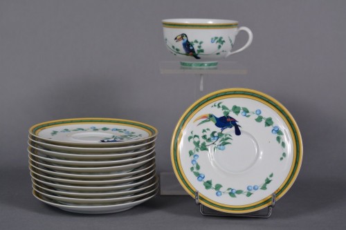 Céramiques, Porcelaines  - Hermès - Partie de service de table "Toucan"