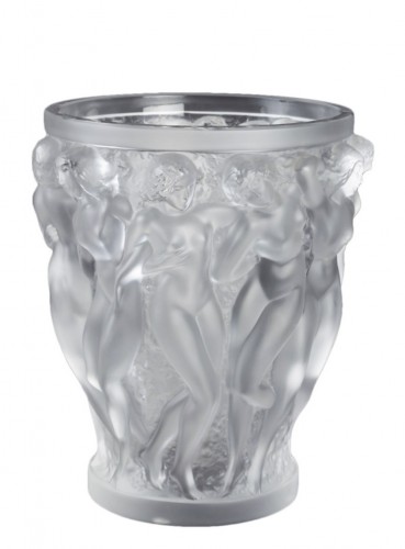 Lalique France : &quot;Bacchantes&quot; Vase - Glass & Crystal Style 