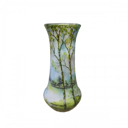 Daum Nancy  - Vase paysage acustre « Printemps »