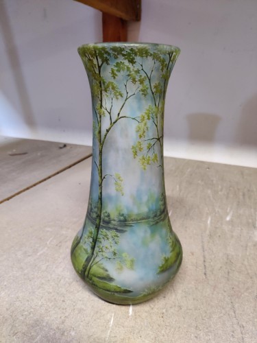 Daum Nancy  -   “Spring” Lake Landscape Vase - Glass & Crystal Style Art nouveau