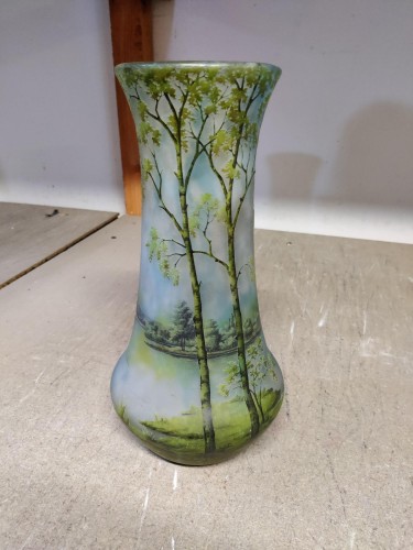 Glass & Crystal  - Daum Nancy  -   “Spring” Lake Landscape Vase