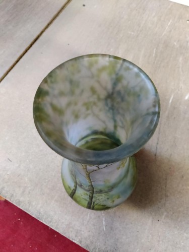 XXe siècle - Daum Nancy  - Vase paysage acustre « Printemps »
