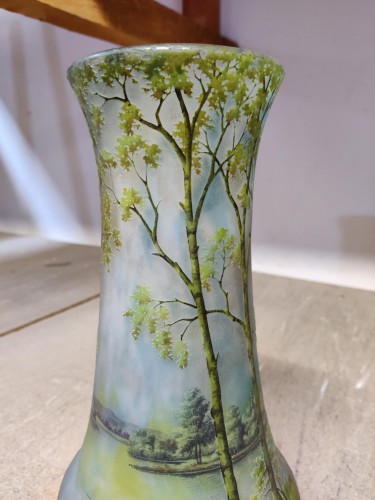 Daum Nancy  -   “Spring” Lake Landscape Vase - Art nouveau