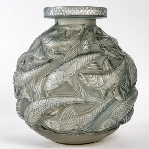 René Lalique - Vase "Salmonidés" 1928 - Verrerie, Cristallerie Style 