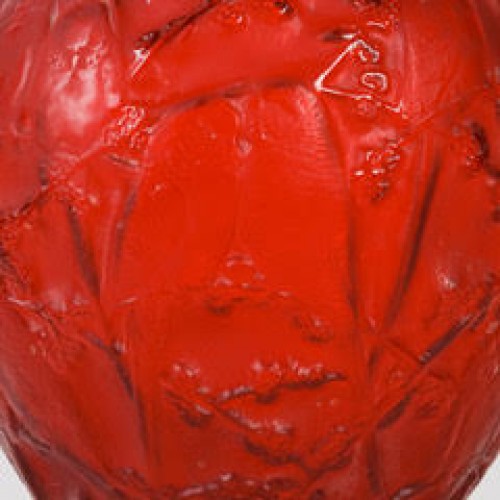 René Lalique -  Red Tinted Budgerigar Vase - 