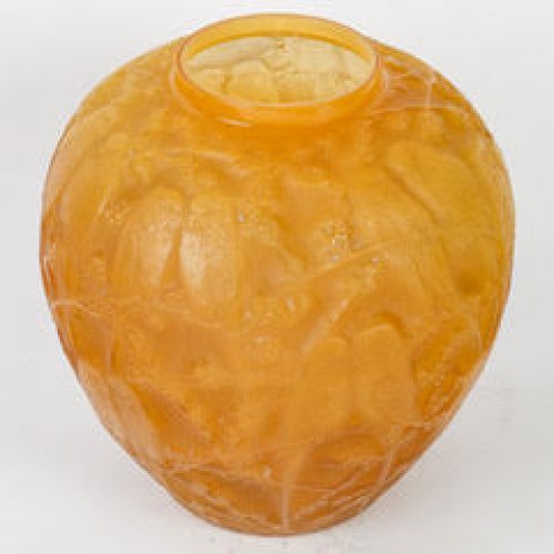 René Lalique, 1919 - Vase "Perruches » Butterscotch. - Alexia Say
