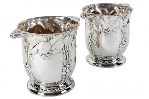 Jean Serriere -  Pair Of Silver Coolers Circa 1925