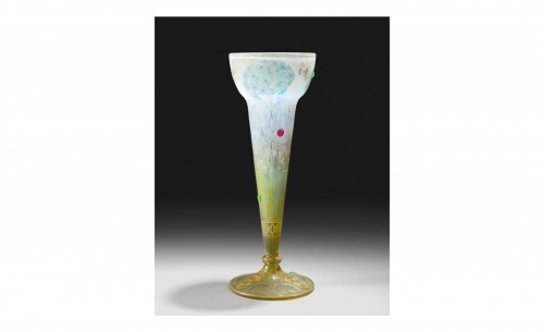 Daum - Vase hydrangeas and butterflies - Glass & Crystal Style Art Déco