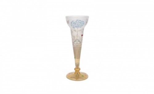 Daum - Vase hydrangeas and butterflies - Art Déco