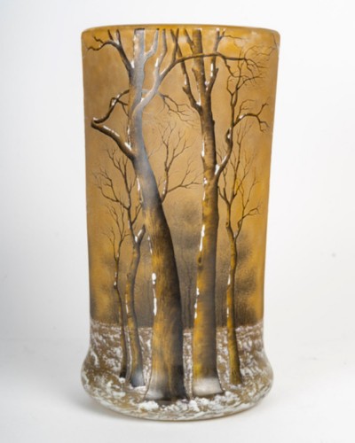Glass & Crystal  - 1905 Daum Nancy  - Vase trees in the snow