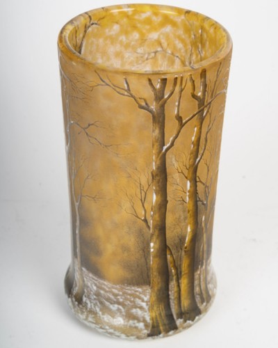 1905 Daum Nancy  - Vase trees in the snow - 