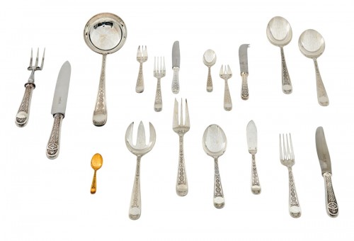 Christofle - 127-piece silver-plated “Villeroy” model cutlery set  