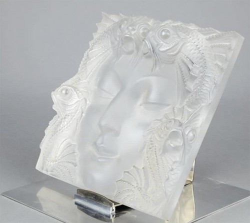 Glass & Crystal  - Lalique France - Decorative Plate Masque de femme