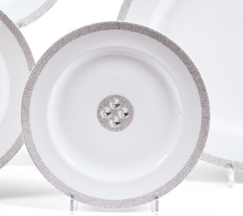 silverware & tableware  - 1925 Suzanne Lalique &amp; Théodore Haviland, 43-piece porcelain service
