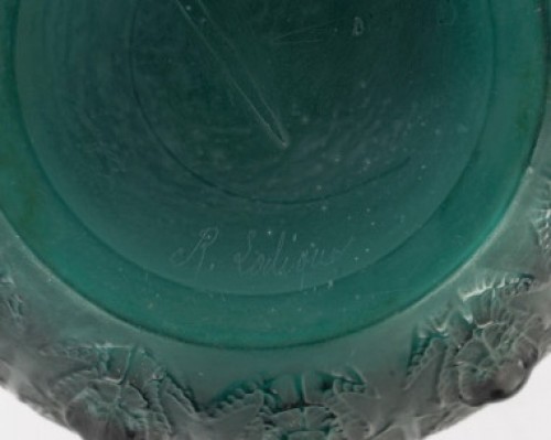 René Lalique 1912 - Vase Fougères teinté vert - Verrerie, Cristallerie Style Art nouveau
