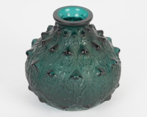 Verrerie, Cristallerie  - René Lalique 1912 - Vase Fougères teinté vert