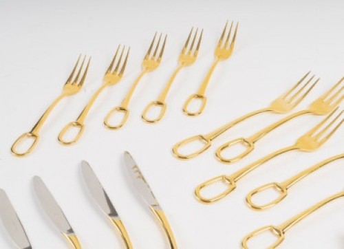 Hermès - 25-piece gold-plated metal dessert set “Grand Attelage” - 50