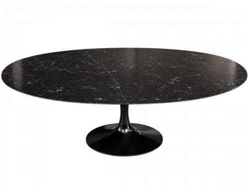 Eero Saarinen pour Knoll - Table ovale modèle « Tulip »  et marbre na noir veiné gris