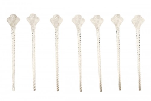 1968-LALIQUE - Suite de 6 Fouets à Champagne "Roxanne"