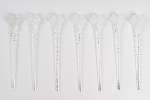 1968 Lalique  - Set of 6 Champagne Whisks "Roxanne" - Glass & Crystal Style 50