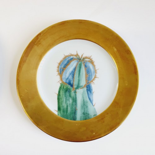 XXe siècle - Hilton McConnico (1943-2018) pour Daum, suite de 6 assiettes "Cactus"