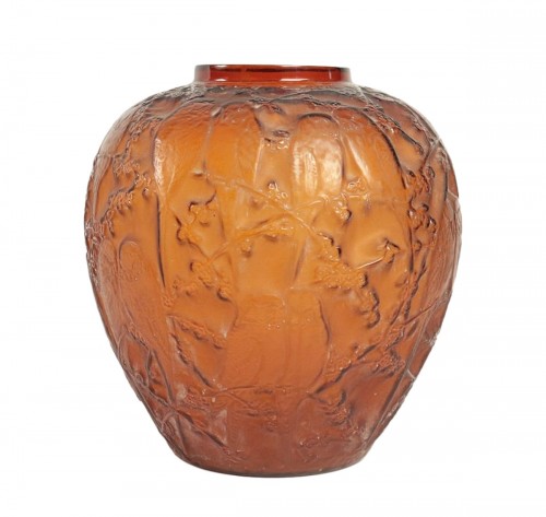 Rene Lalique Amber Vase "Perruches"