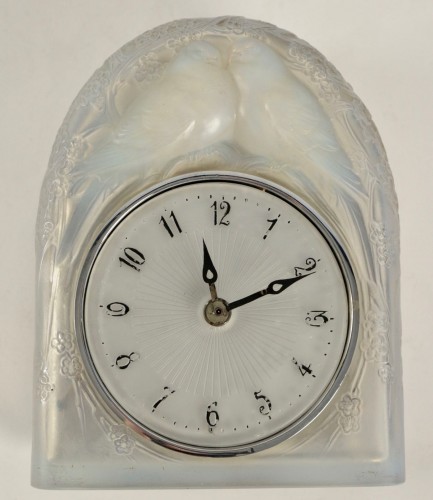 LALIQUE René - « Two perched birds » Clock - Glass & Crystal Style 