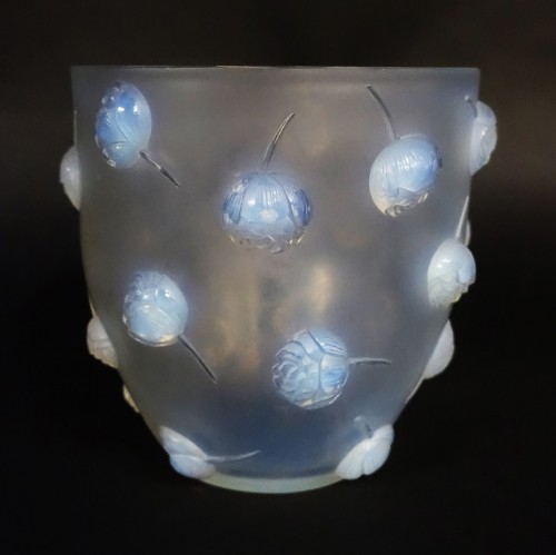 René Lalique Opalescent Vase &quot;Peonies&quot; - Glass & Crystal Style 