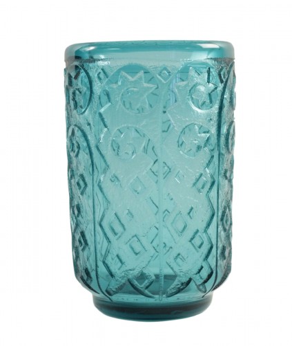 Daum Important Vase Art Déco Teinté Bleu