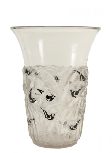 René Lalique Vase &quot;Bornéo&quot; Black Enemaled