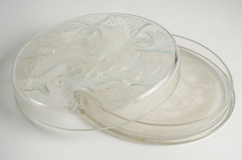 René Lalique - Grande boîte ronde «Cyprins» en verre opalescent - 