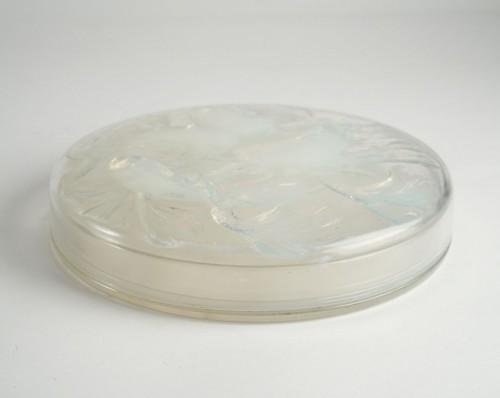  - René Lalique - Grande boîte ronde «Cyprins» en verre opalescent