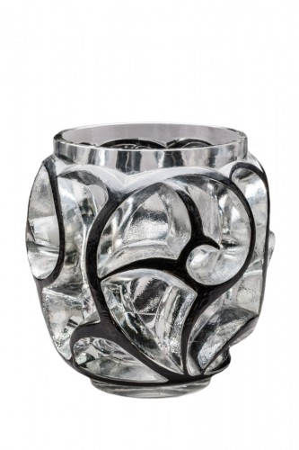René LALIQUE - Black enamelled &quot;Tourbillons&quot; glass vase