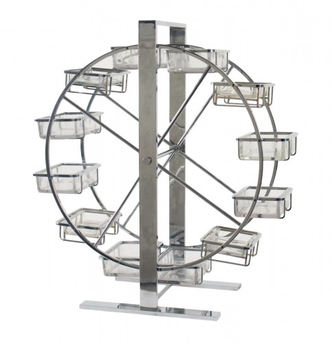 Attribué à Adnet - Grande roue en métal et verre articulée