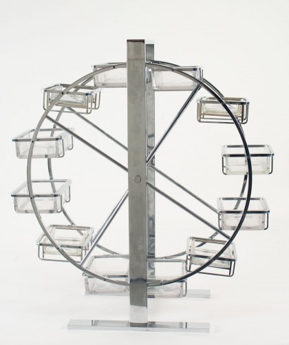 Antiquités - Attribué à Adnet - Grande roue en métal et verre articulée