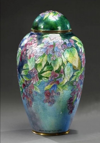 Camille Fauré  - Vase couvert "Glycines" - Objet de décoration Style 
