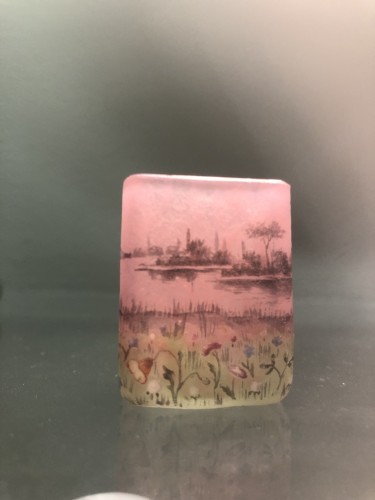 DAUM - Vase miniature quadrangulaire "Prairie" - Verrerie, Cristallerie Style 