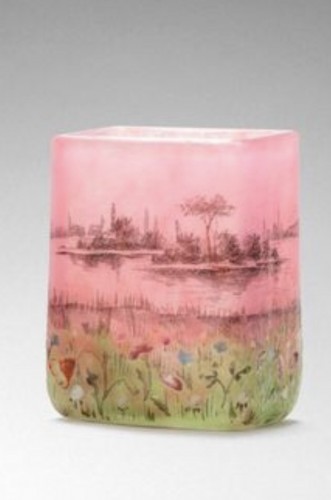 DAUM - Vase miniature quadrangulaire "Prairie" - 
